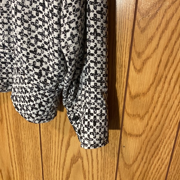 🔥Bongo White & Black Patterned Button Down Long Sleeve / Womens 2X - Picture 5 of 6